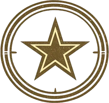 Gold star emblem inside a circular badge