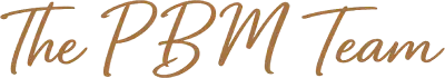 The PBRM Team logo in a script font