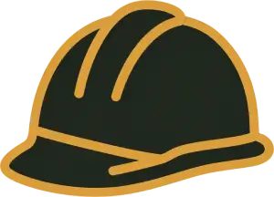 Black and gold construction hard hat icon