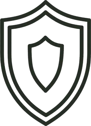 Layered shield icon representing protection and security