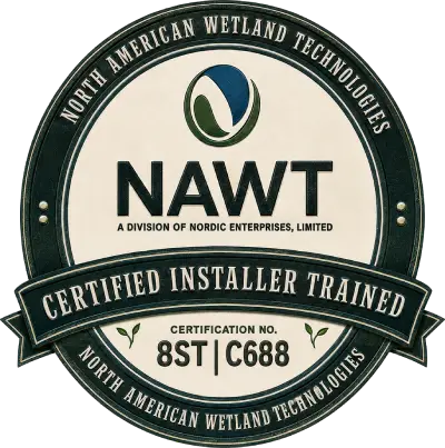 NAWT Certified Installer Trained badge from North American Wetland Technologies