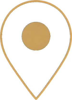 Gold location pin icon on black background