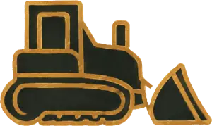 Outline illustration of a bulldozer construction vehicle