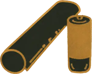 Illustration of a battery and a cylindrical pipe