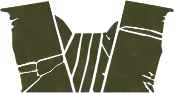Gold line art icon of a construction excavator on tracks